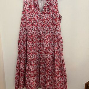 J Crew Liberty London Fabrics Floral Red and White Sleeveless Dress M